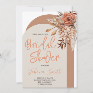Burnt Orange Floral Arch Bridal Shower Invitation
