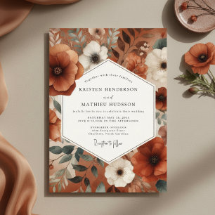 Burnt Orange Floral Autumn Elegance Wedding Invitation
