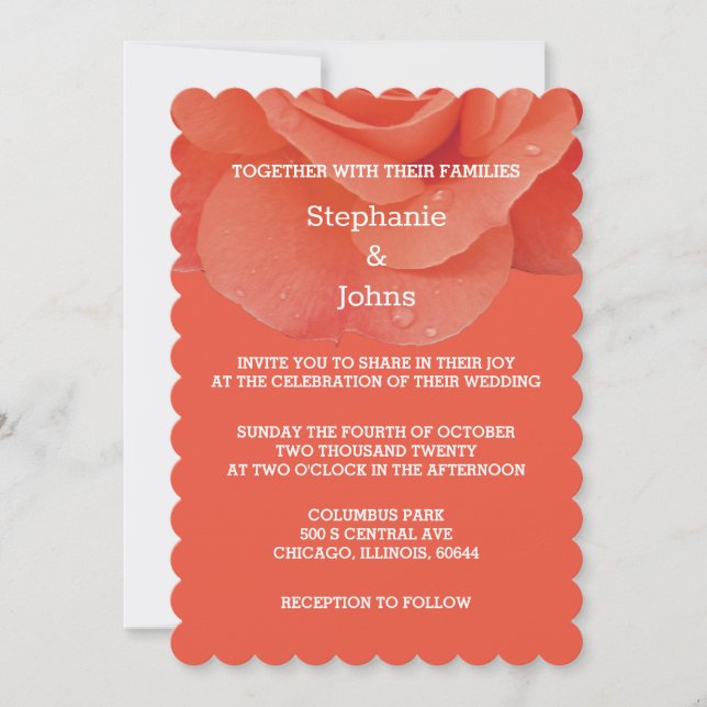 Burnt Orange Floral Elegant Rustic Fall Wedding Invitation (Front)