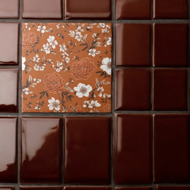Burnt Orange Floral Pattern Tile (Creator Uploaded)
