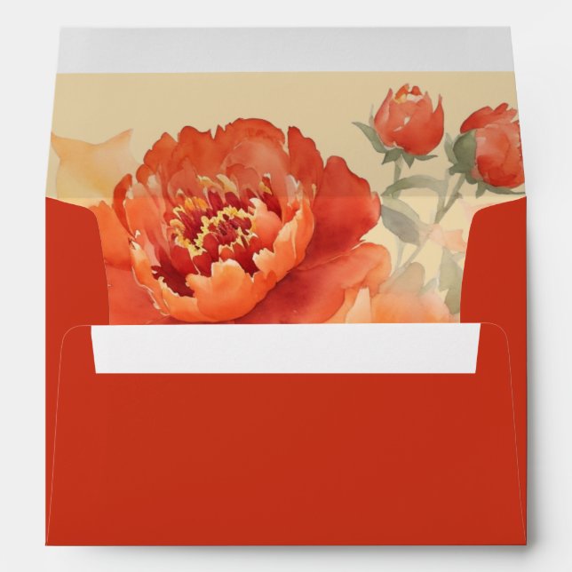 Burnt Orange Floral Wedding  Envelope (Back (Bottom))