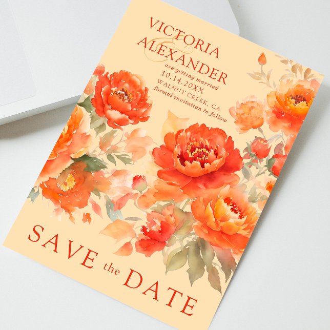 Burnt Orange Floral Wedding  Save The Date (Creator Uploaded)