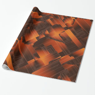 Burnt Orange Fractal Wrapping Paper