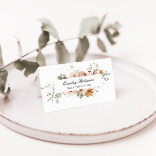 Burnt Orange Garden Folded Wedding Place Card