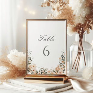 Burnt Orange Garden Script Wedding Table Number 