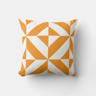 Burnt Orange Geometric Deco Cube Cushion