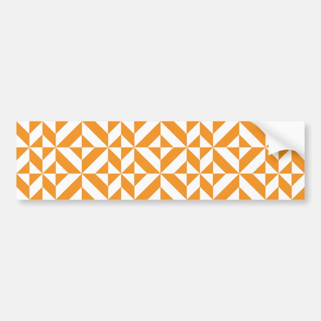 Burnt Orange Geometric Deco Cube Pattern Bumper Sticker (Front)
