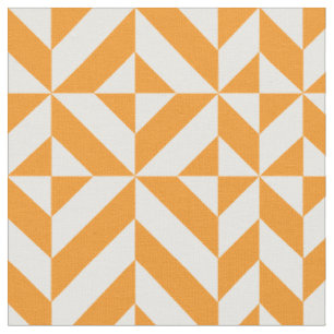 Burnt Orange Geometric Deco Cube Pattern Fabric