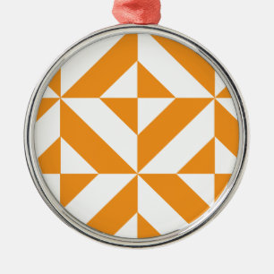 Burnt Orange Geometric Deco Cube Pattern Metal Tree Decoration