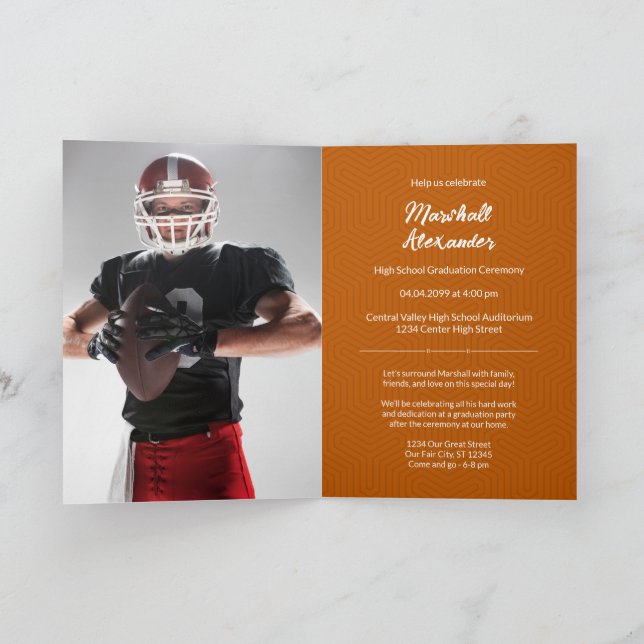 Burnt Orange Geometric Graduation Photo Invitation (Inside)