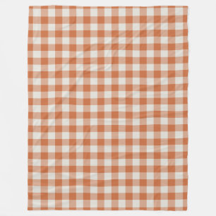 Burnt Orange Gingham Check Pattern Fleece Blanket
