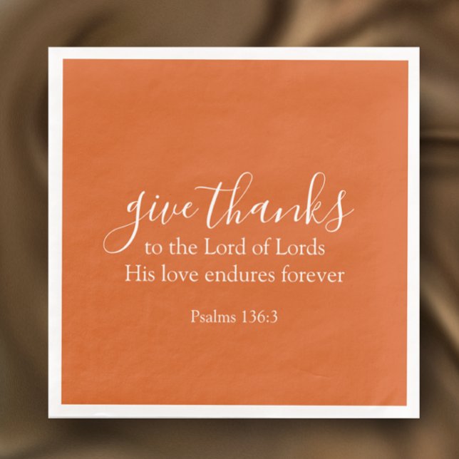 Burnt Orange Give Thanks Religious Thanksgiving Napkin (Creator Uploaded)