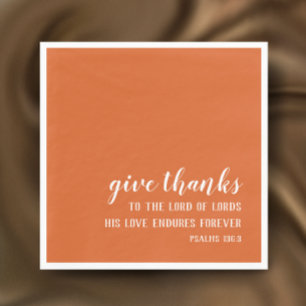 Burnt Orange Give Thanks Script Thanksgiving Napkin