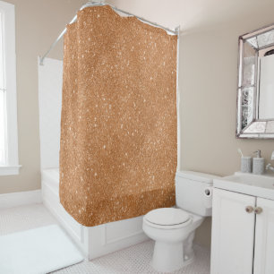 Burnt Orange Glitter Sparkles Shower Curtain