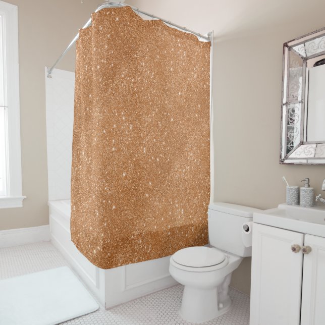 Burnt Orange Glitter Sparkles Shower Curtain (In Situ)