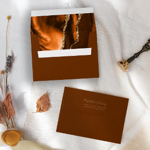 Burnt Orange Gold Agate Nutmeg Brown Wedding Envelope