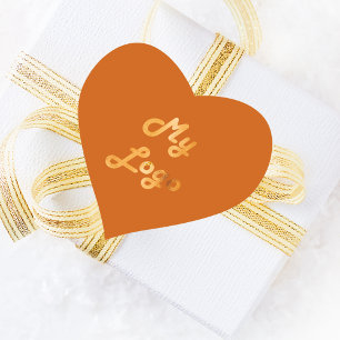 Burnt orange gold business logo heart sticker