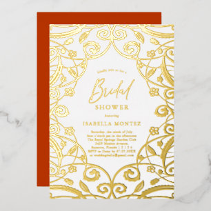 Burnt Orange Gold Foil Floral Lace Bridal Shower