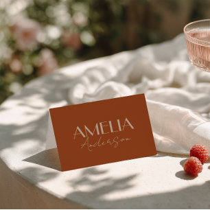 Burnt Orange Gold Old Money Wedding Place Cards