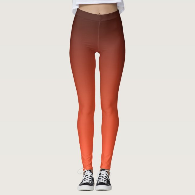 Burnt Orange Gradient  Warm Ombre Leggings (Front)