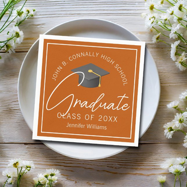 Burnt Orange Graduate Custom 2025 Graduation Party Napkin (Creator Uploaded)