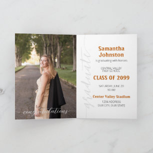 Burnt Orange Graduate Script Modern Photo Invitation