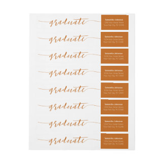 Burnt Orange Graduate Script Modern Wrap Around Label