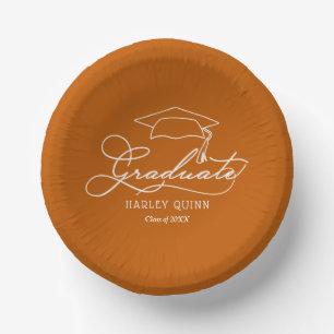 Burnt Orange Graduation Party Paper Plate