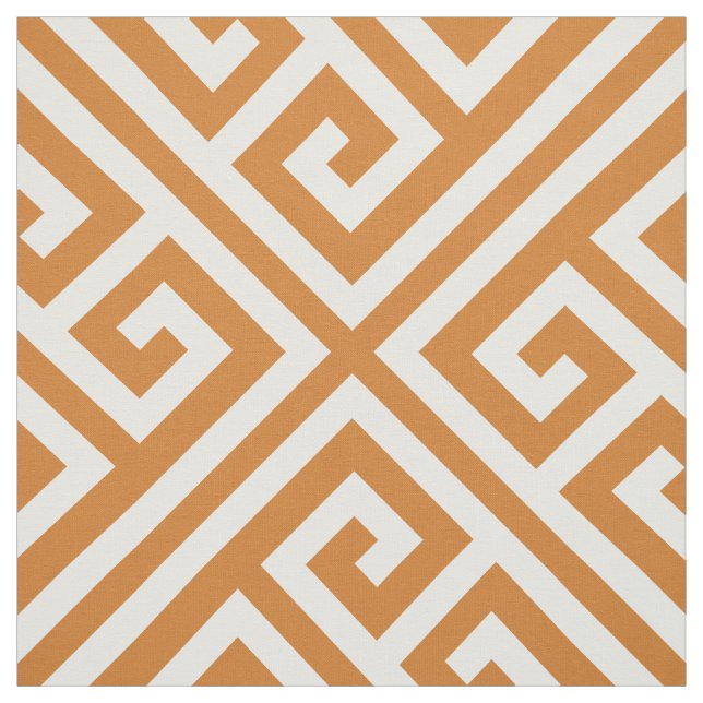 Burnt Orange Greek Key Large Scale Fabric (Swatch)