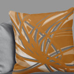 Burnt Orange & Grey Artistic Abstract Ribbons Cushion<br><div class="desc">Burnt orange and grey throw pillow features an artistic abstract ribbon composition with shades of burnt orange and grey with white accents on a trendy burnt orange background. The neutral grey hues compliment the shades of burnt orange to create a stylish abstract design in modern hues that can add a...</div>