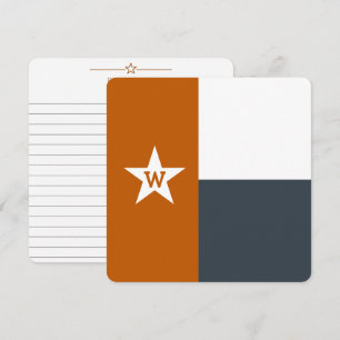 Burnt Orange & Grey Texas Flag Flat Note Card