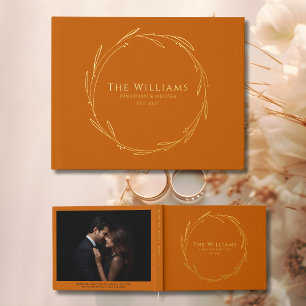 Burnt Orange Guest Book Wreath Foil Guestbook