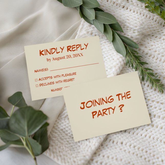 Burnt Orange Handwritten Typography Wedding        RSVP Card (Creator Uploaded)