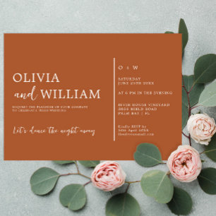 Burnt Orange Handwritten Wedding Invitation