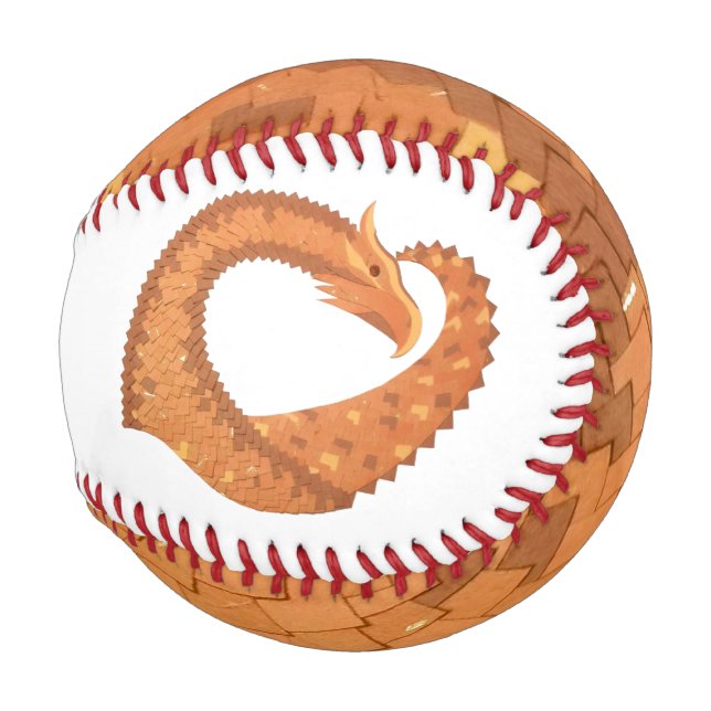 Burnt orange heart dragon on white baseball (Front Right)