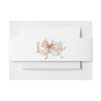 Burnt Orange Horseshoe Wedding Rustic Equestrian Invitation Belly Band