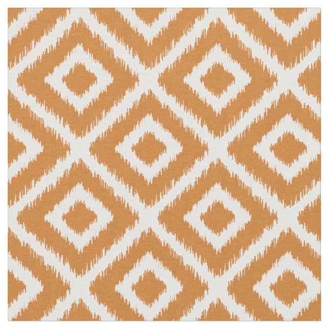 Burnt Orange Ikat Diamonds Fabric (Close Up)