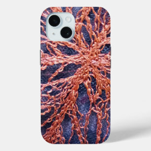  burnt orange indigo floral boho art embroidery  iPhone 15 case
