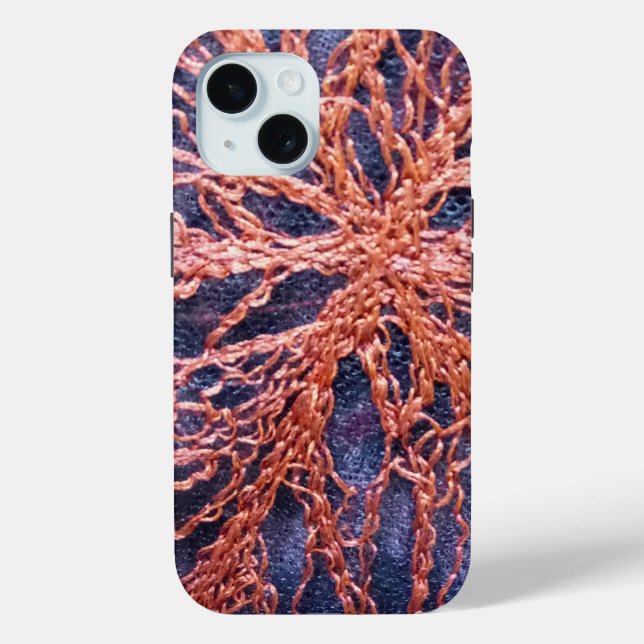  burnt orange indigo floral boho art embroidery  Case-Mate iPhone case (Back)