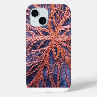 burnt orange indigo floral boho art embroidery