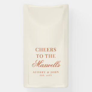Burnt Orange Ivory Modern Cheers Script Wedding Banner