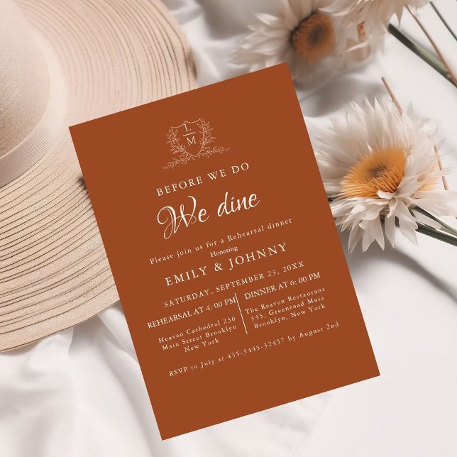 Burnt Orange & Ivory Wedding Rehearsal dinner  Invitation (Creator Uploaded)