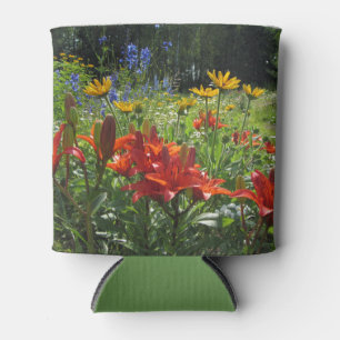 Burnt Orange Lilies Wild & Gloriosa Daisies Can Cooler