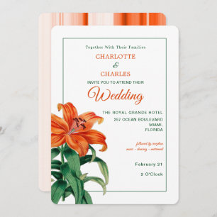 Burnt Orange Lily Stylish Floral Wedding Invitation