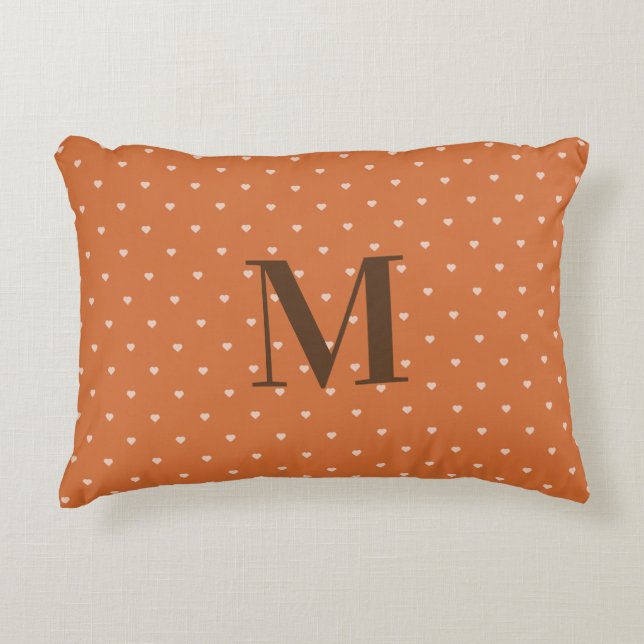 Burnt Orange Mini Hearts Background Personalised Decorative Cushion (Front)