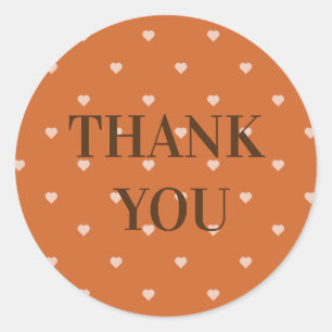 Burnt Orange Mini Hearts Background Thank You Classic Round Sticker