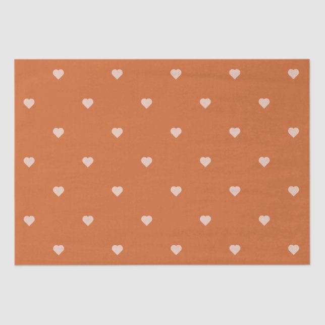 Burnt Orange Mini Hearts Background Tissue Paper (Front)