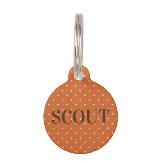 Burnt Orange Mini Hearts Pet Tag (Front)