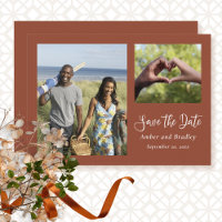 Burnt Orange Minimal Photo QR Code Save the Date