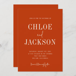 Burnt Orange Modern Bold Custom QR Code Wedding Invitation